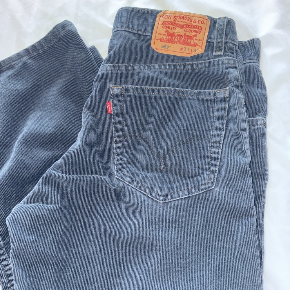 Levi's 559 34 x 30 Men's Corduroy Relaxed Straight Pants Heather Blue  (2006)